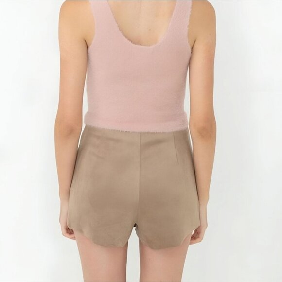 Charlotte Russe Suede Wrap Skort – Blush Pink w/ Metallic Buttons – Size S - Picture 5 of 11